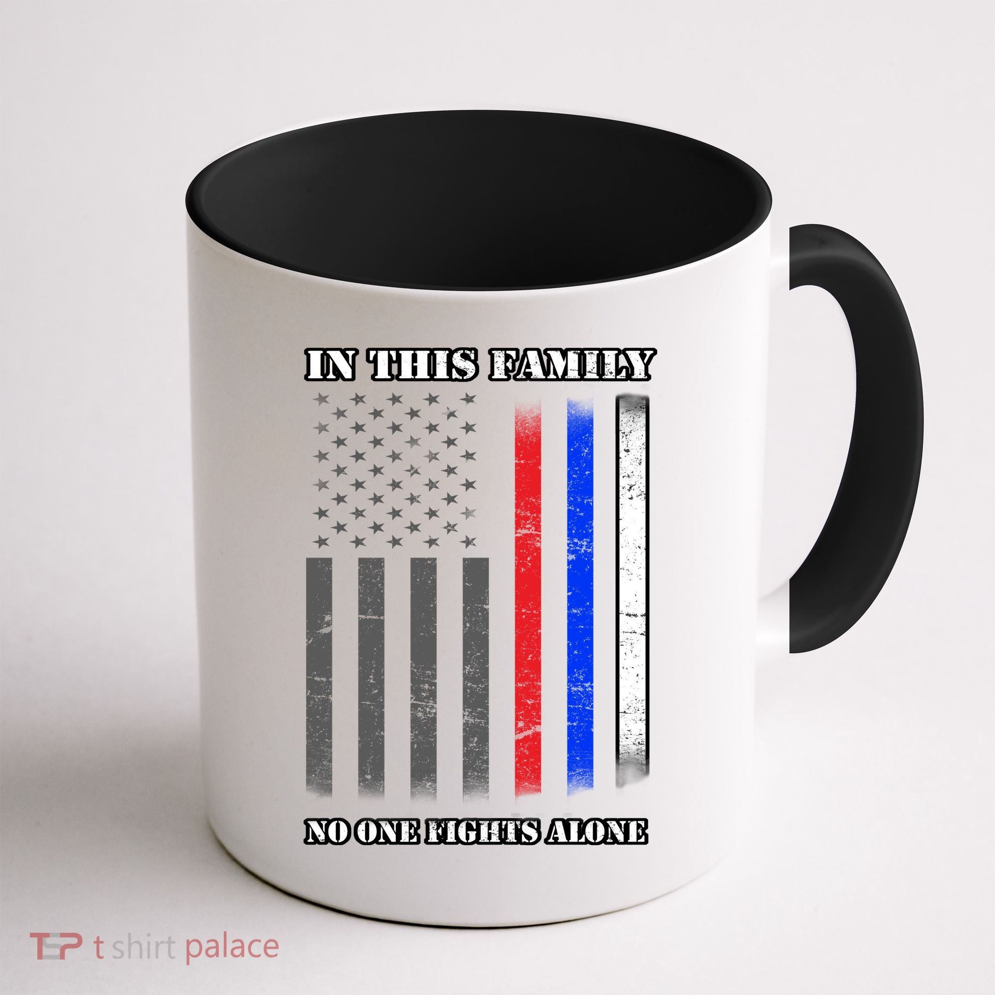In This Family No One Fights Alone Hero Flag Coffee Mug