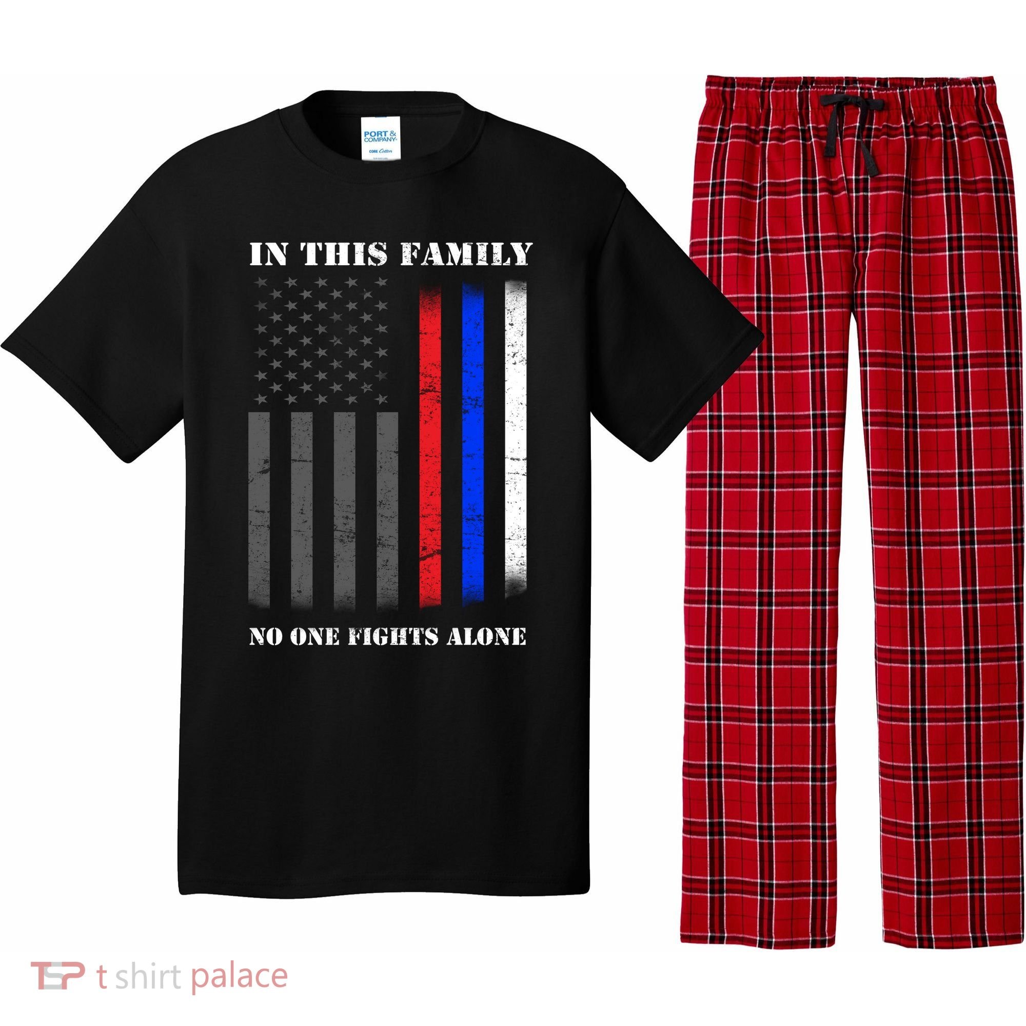 In This Family No One Fights Alone Hero Flag Pajama Set