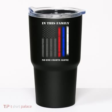 In This Family No One Fights Alone Hero Flag Tumbler