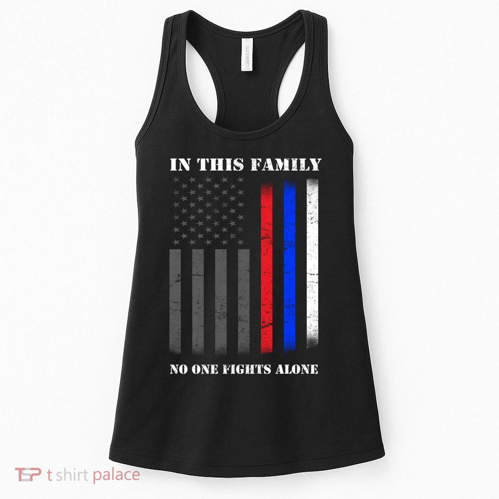 In This Family No One Fights Alone Hero Flag Women's Tank Top
