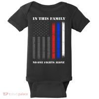 In This Family No One Fights Alone Hero Flag Baby Bodysuit thumb 0