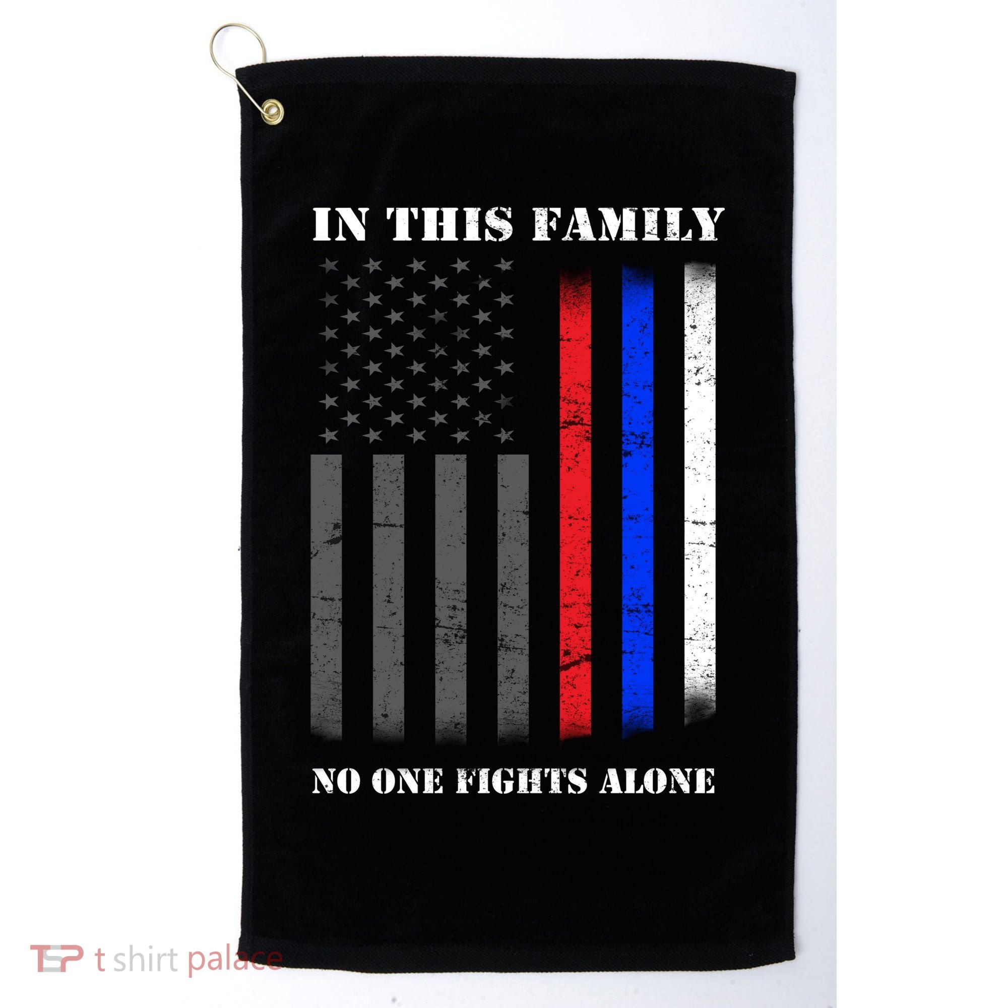 In This Family No One Fights Alone Hero Flag Golf Towel
