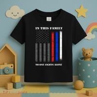 In This Family No One Fights Alone Hero Flag Toddler T-Shirt thumb 3
