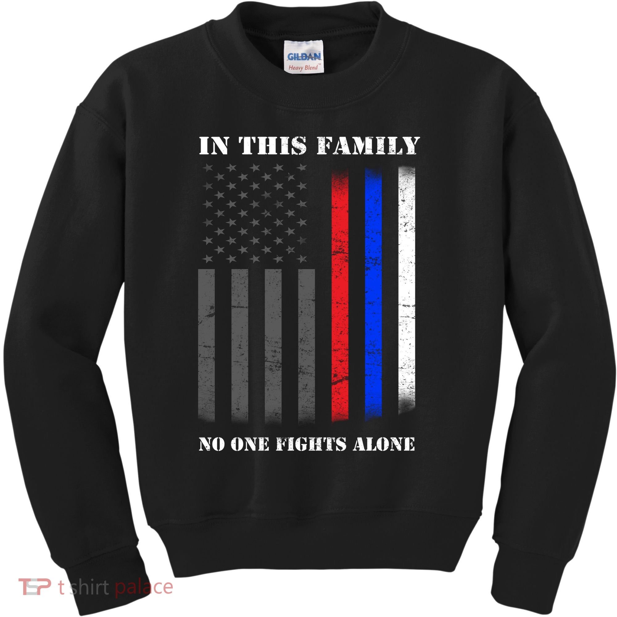 In This Family No One Fights Alone Hero Flag Kids Sweatshirt