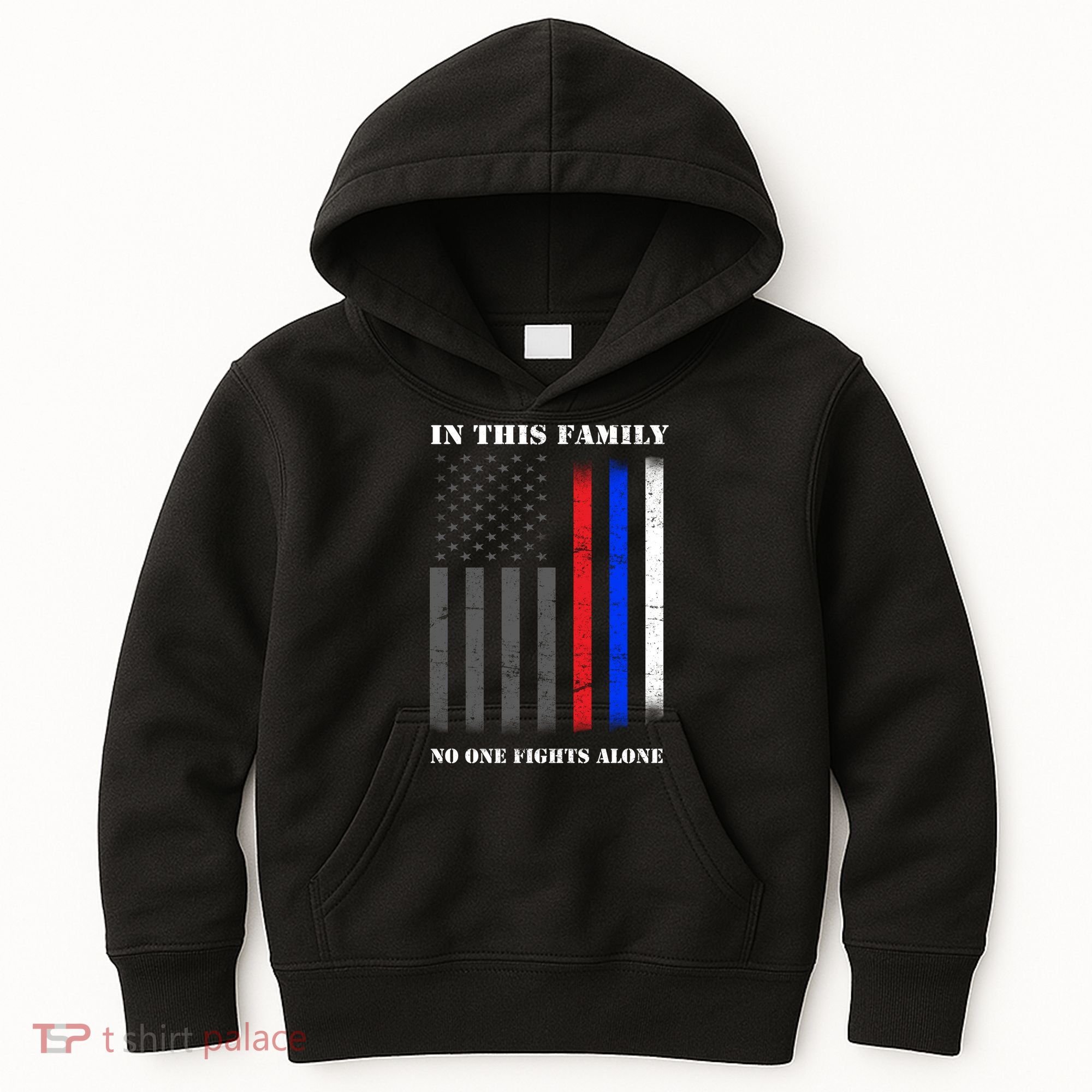 In This Family No One Fights Alone Hero Flag Kids Hoodie