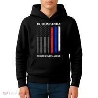 In This Family No One Fights Alone Hero Flag Kids Hoodie thumb 4