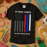 In This Family No One Fights Alone Hero Flag Kids T-Shirt thumb 3
