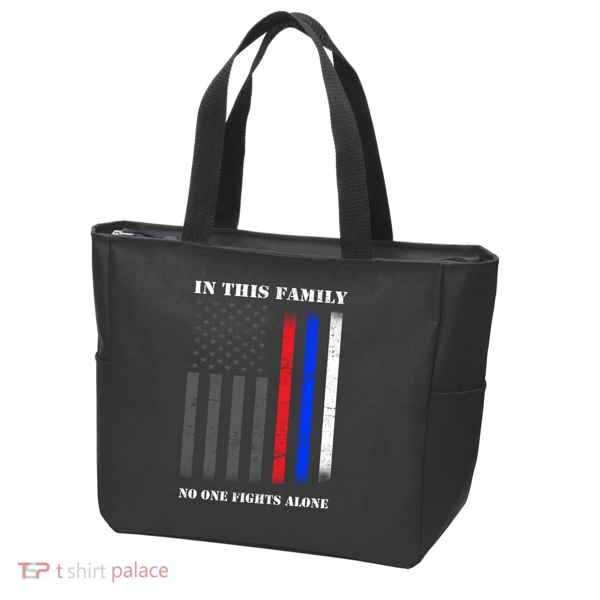 In This Family No One Fights Alone Hero Flag Tote Bag