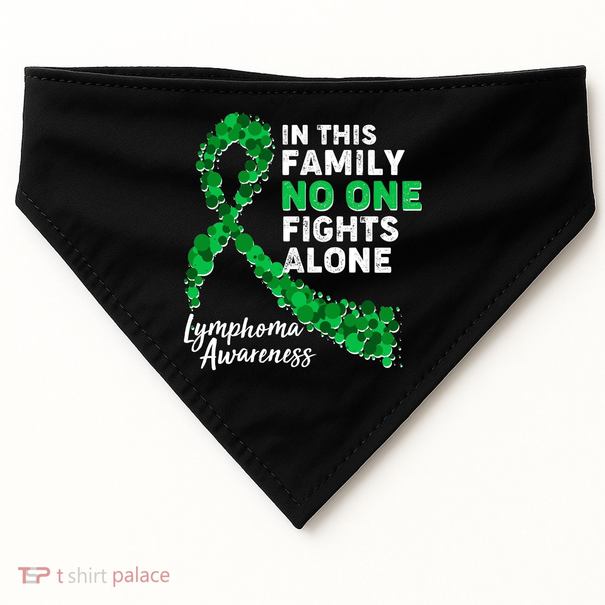 In This Family No One Fights Alone Lymphoma Awareness USA-Made Doggie Bandana