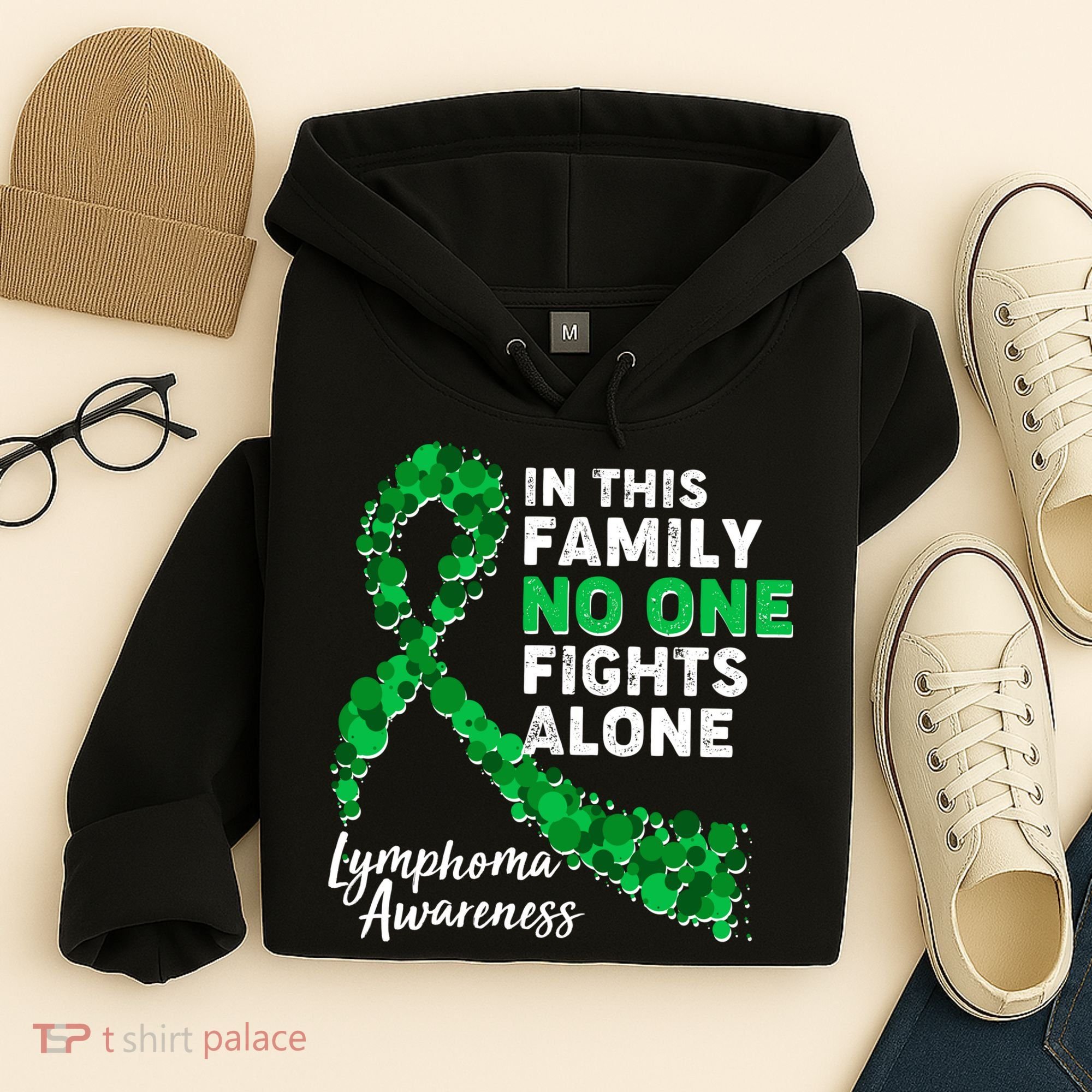 In This Family No One Fights Alone Lymphoma Awareness Hoodie