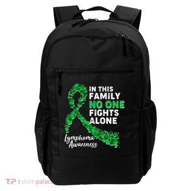 In This Family No One Fights Alone Lymphoma Awareness Backpack