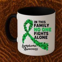 In This Family No One Fights Alone Lymphoma Awareness Coffee Mug thumb 2