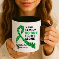 In This Family No One Fights Alone Lymphoma Awareness Coffee Mug thumb 3