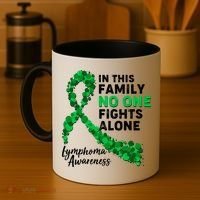 In This Family No One Fights Alone Lymphoma Awareness Coffee Mug thumb 4