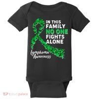 In This Family No One Fights Alone Lymphoma Awareness Baby Bodysuit thumb 0