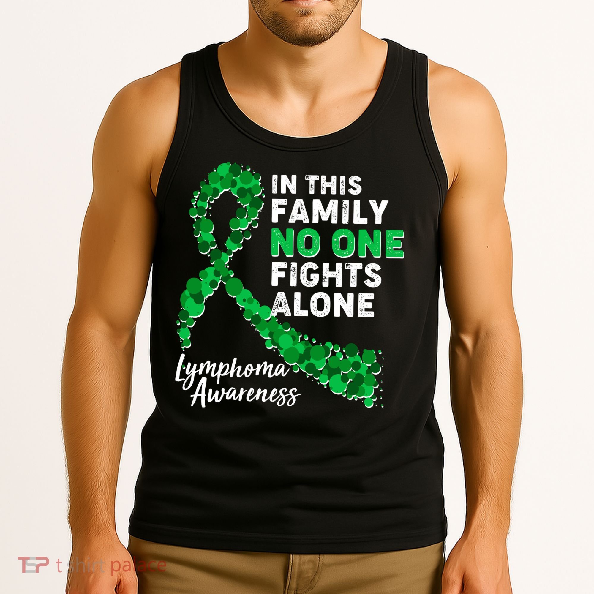 In This Family No One Fights Alone Lymphoma Awareness Tank Top