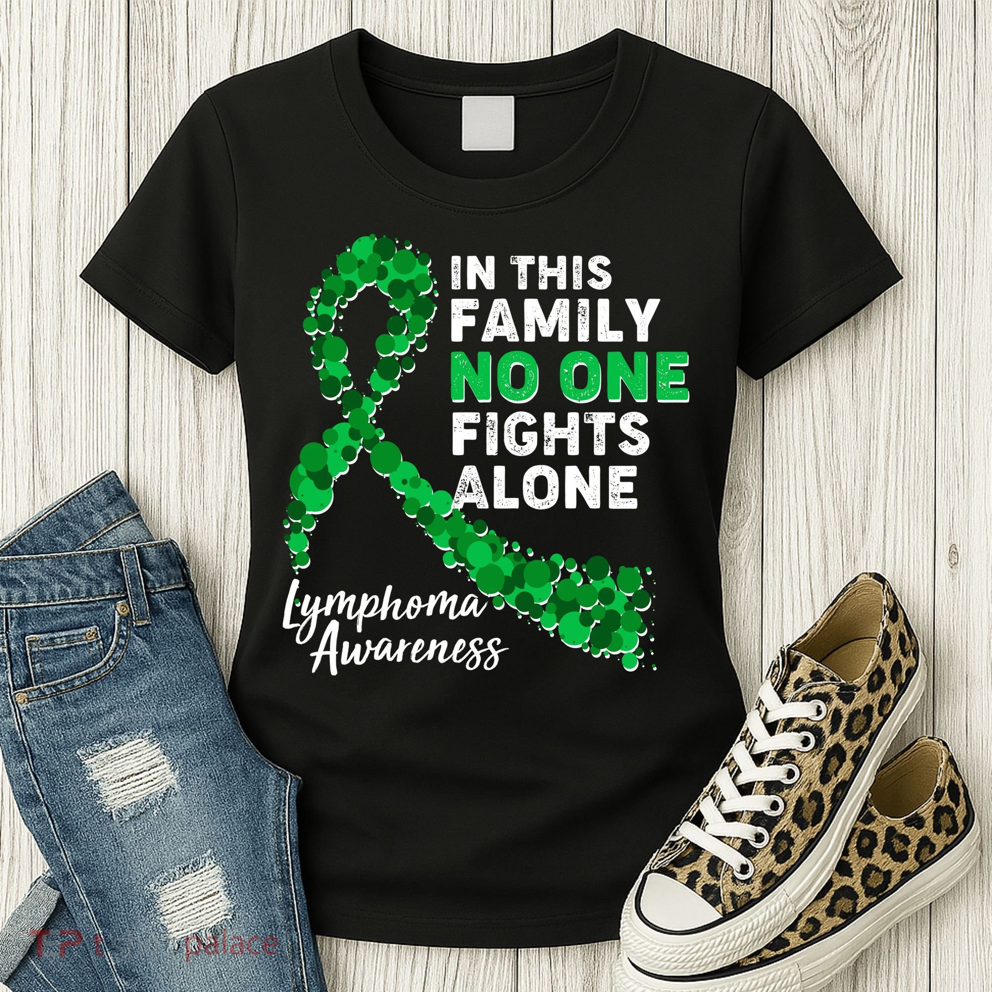 In This Family No One Fights Alone Lymphoma Awareness Women's T-Shirt