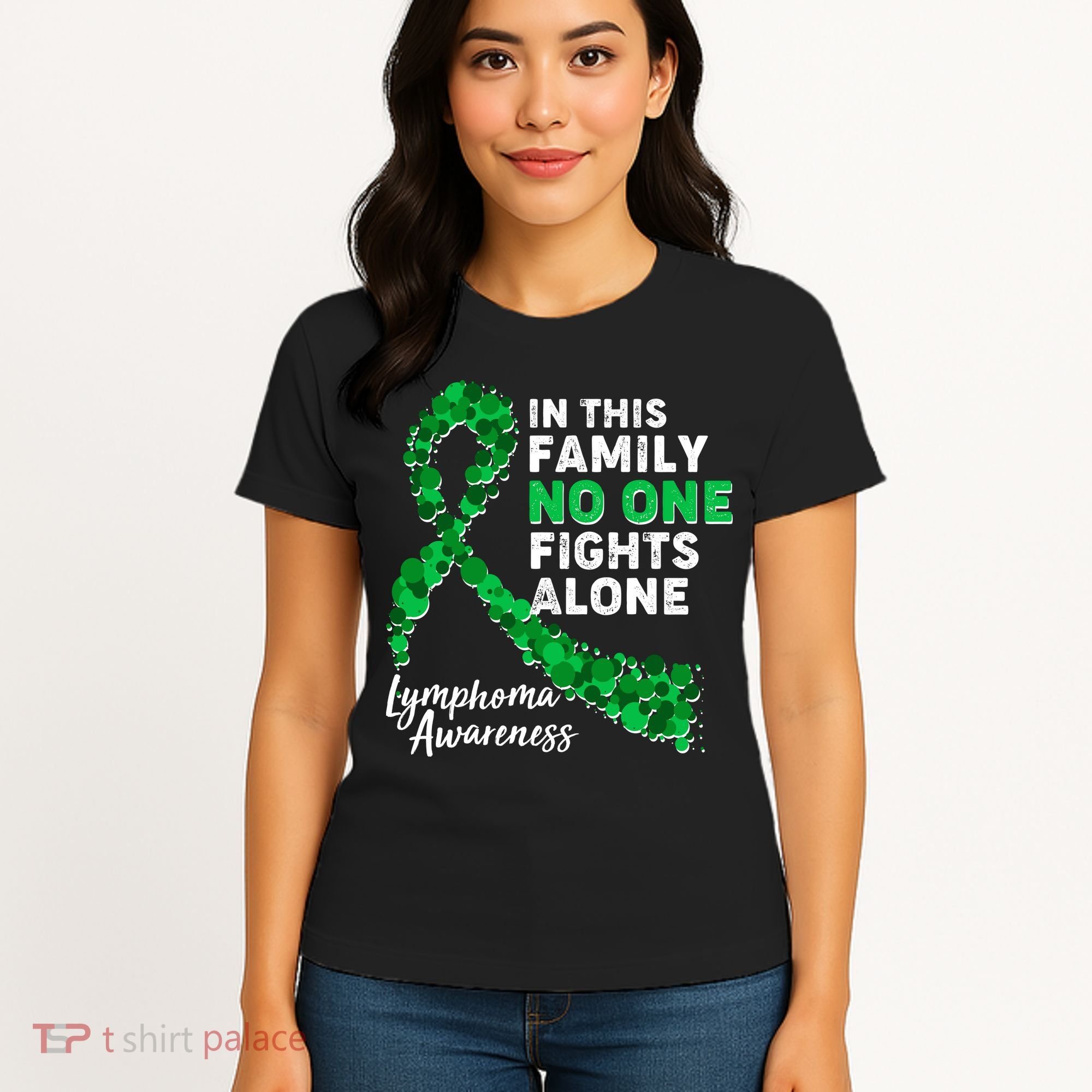 In This Family No One Fights Alone Lymphoma Awareness Women's T-Shirt