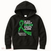 In This Family No One Fights Alone Lymphoma Awareness Kids Hoodie thumb 0