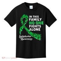 In This Family No One Fights Alone Lymphoma Awareness Kids T-Shirt thumb 0
