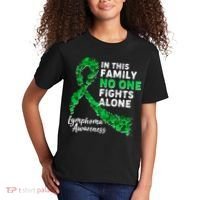 In This Family No One Fights Alone Lymphoma Awareness Kids T-Shirt thumb 2