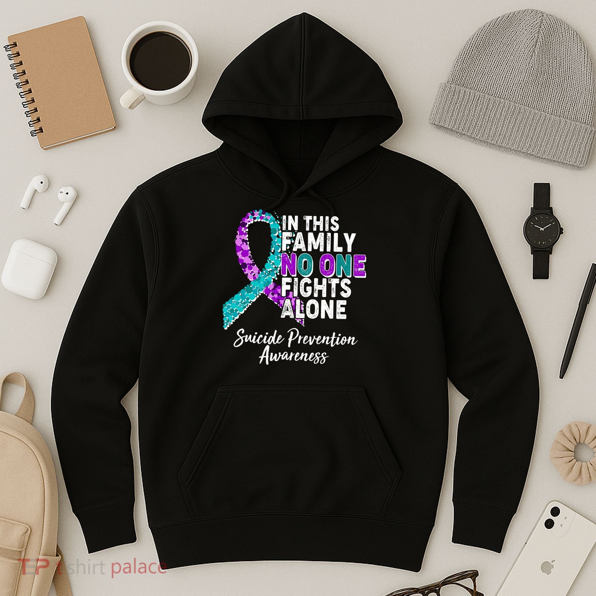 In This Family No One Fights Alone Suicide Prevention Awareness Hoodie