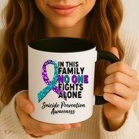 In This Family No One Fights Alone Suicide Prevention Awareness Coffee Mug thumb 3