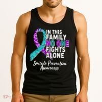 In This Family No One Fights Alone Suicide Prevention Awareness Tank Top thumb 3