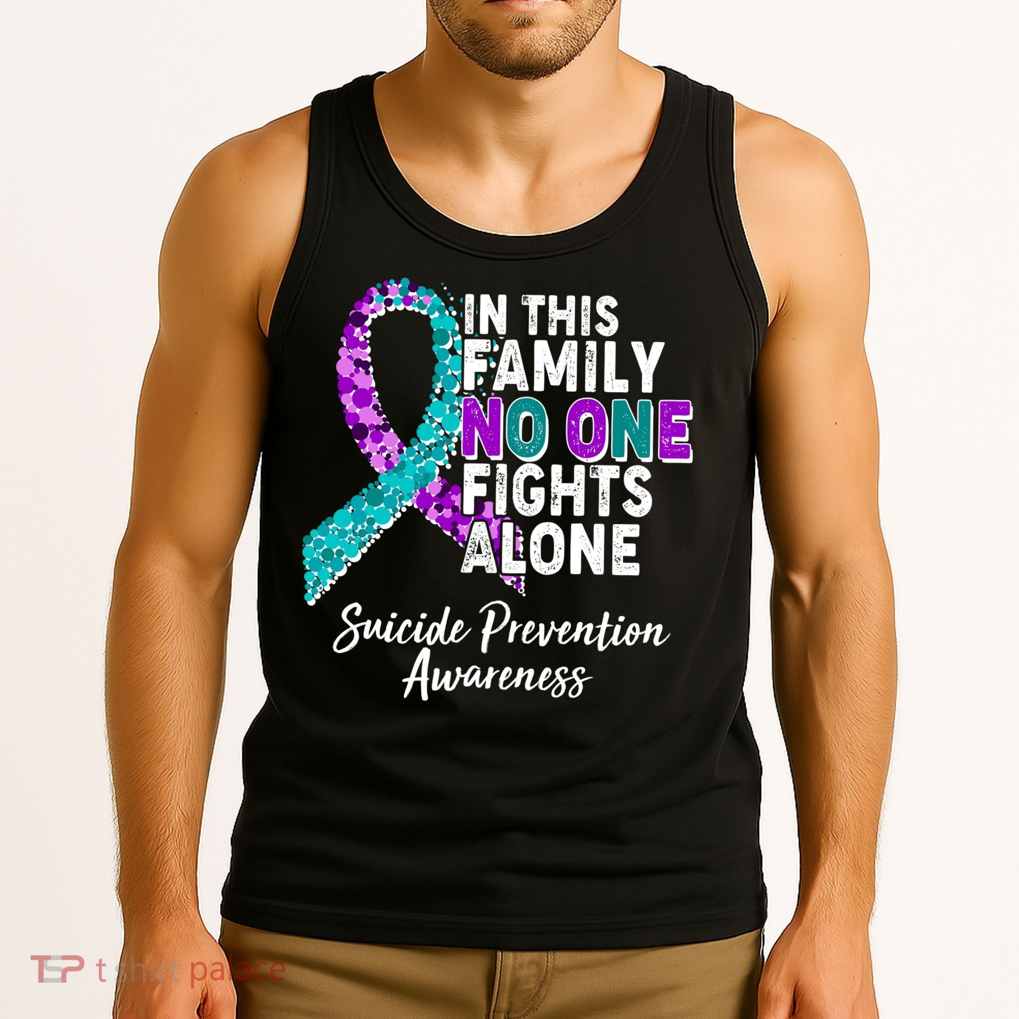 In This Family No One Fights Alone Suicide Prevention Awareness Tank Top