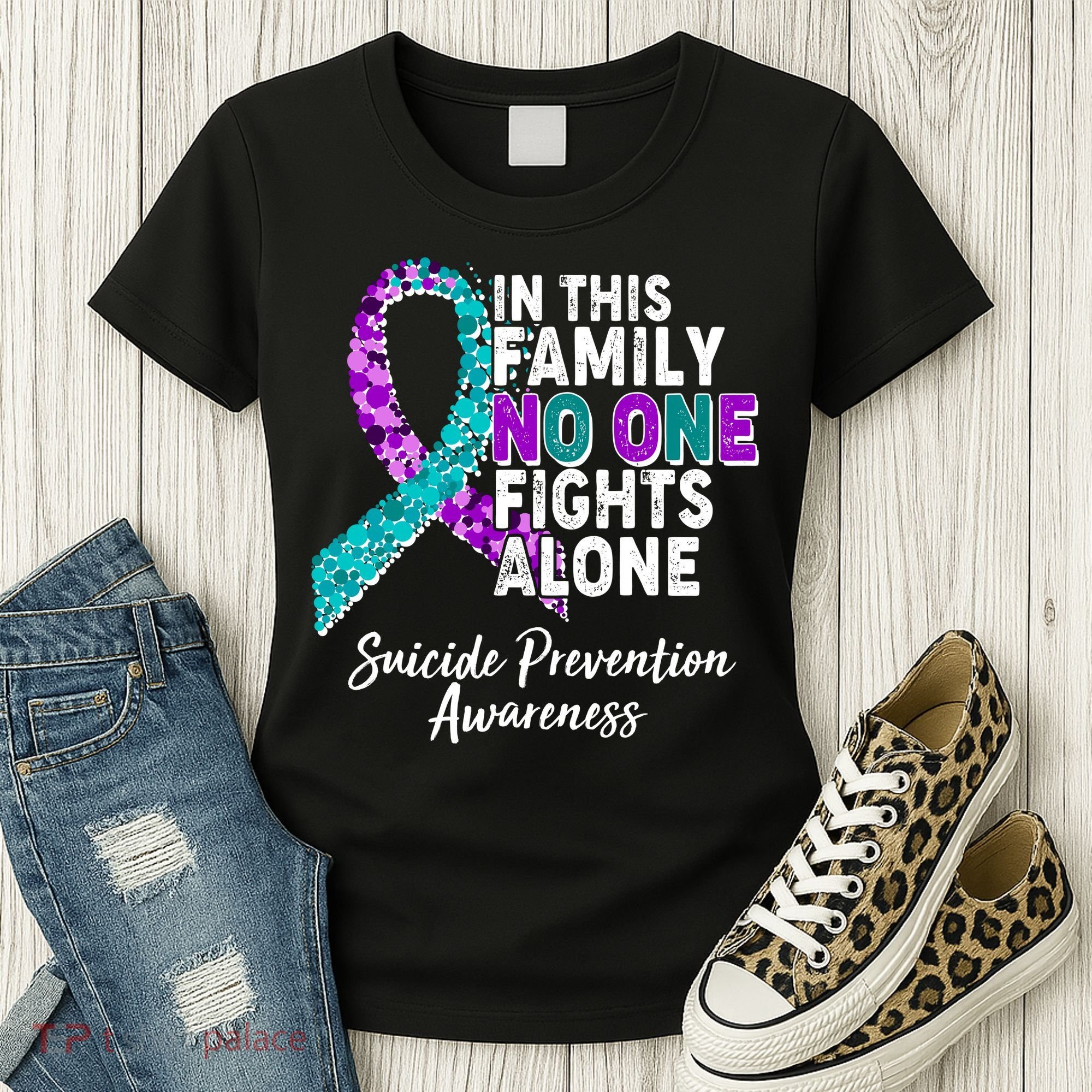In This Family No One Fights Alone Suicide Prevention Awareness Women's T-Shirt