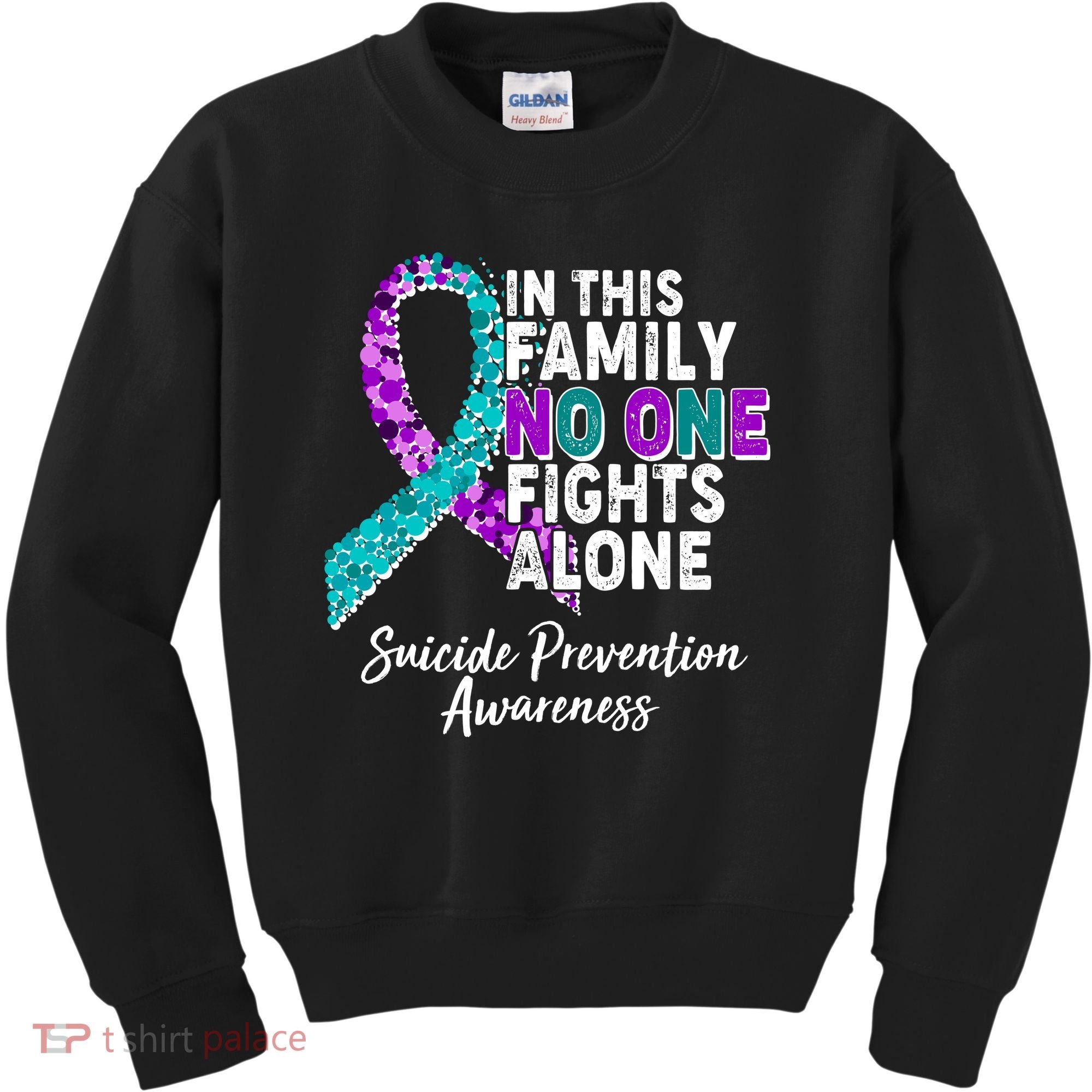 In This Family No One Fights Alone Suicide Prevention Awareness Kids Sweatshirt