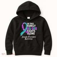 In This Family No One Fights Alone Suicide Prevention Awareness Kids Hoodie thumb 0