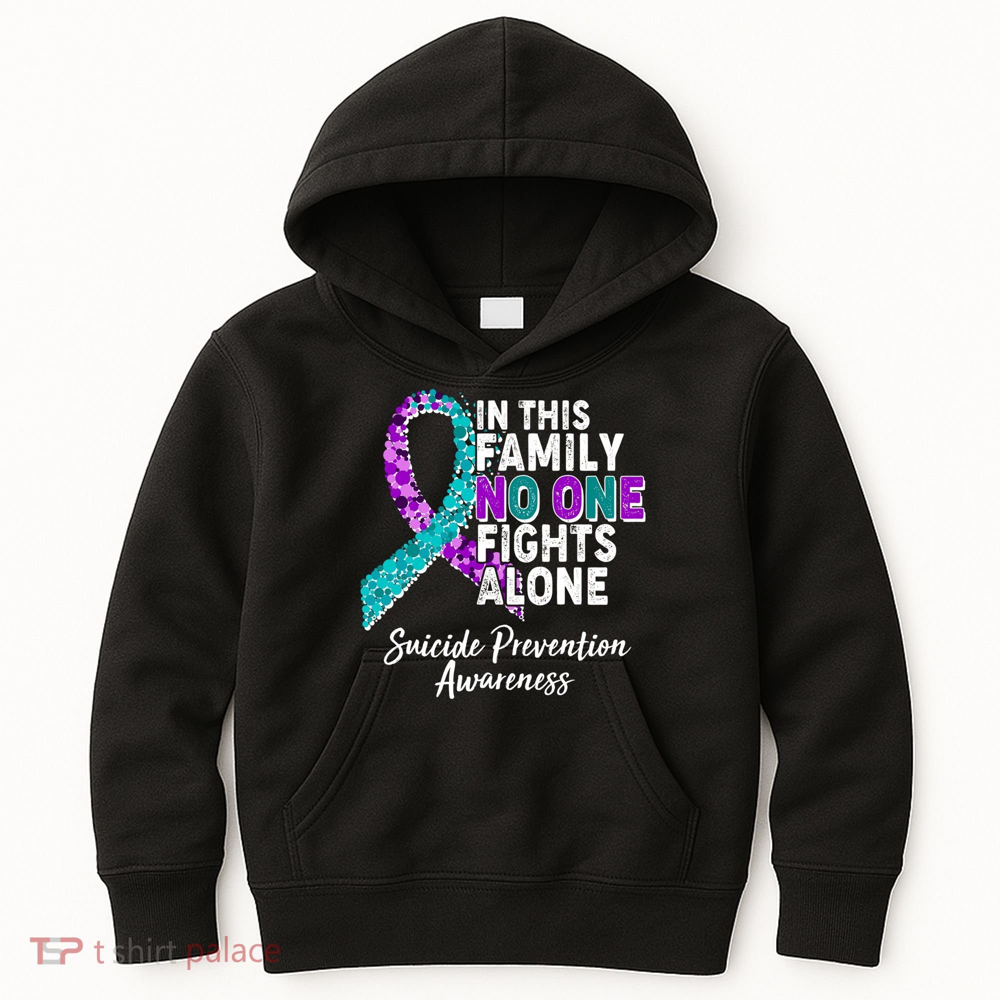 In This Family No One Fights Alone Suicide Prevention Awareness Kids Hoodie