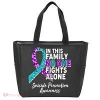 In This Family No One Fights Alone Suicide Prevention Awareness Tote Bag thumb 0