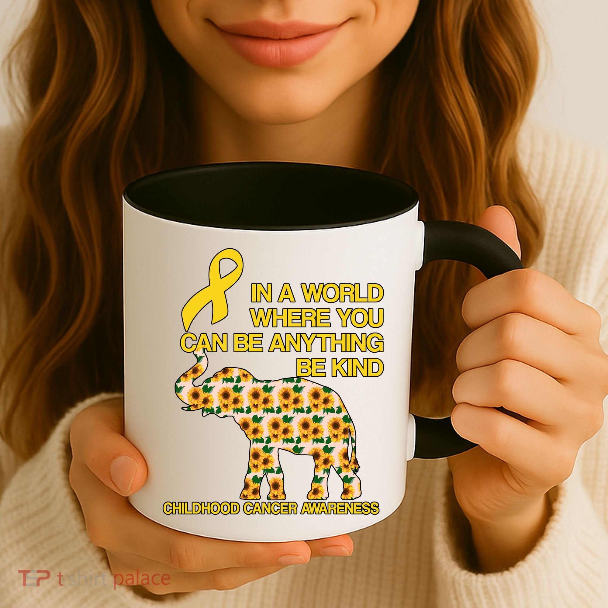 In World Where You Can Be Childhood Cancer Awareness Coffee Mug