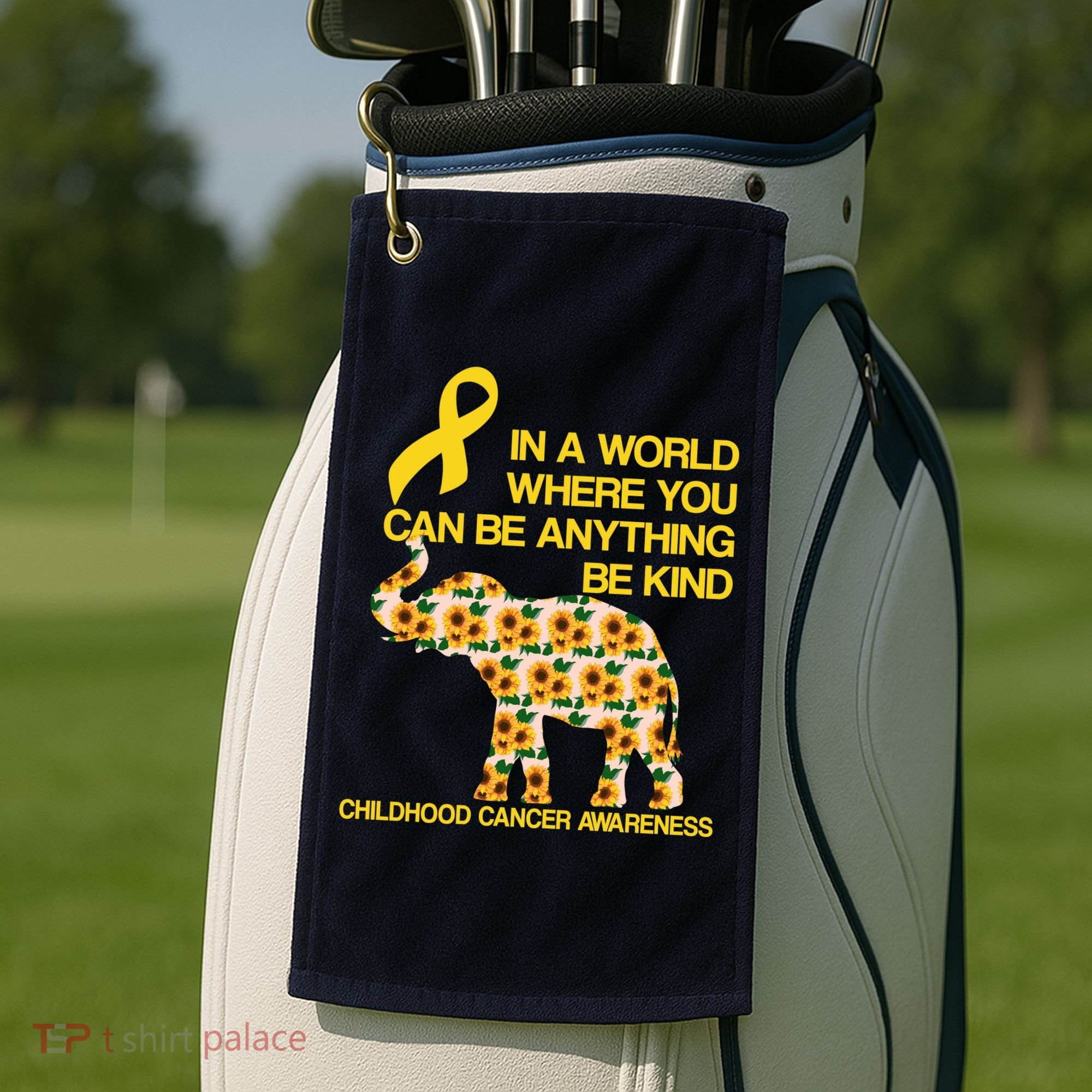 In World Where You Can Be Childhood Cancer Awareness Golf Towel