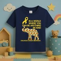 In World Where You Can Be Childhood Cancer Awareness Toddler T-Shirt thumb 3
