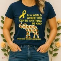 In World Where You Can Be Childhood Cancer Awareness Women's T-Shirt thumb 2