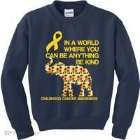 In World Where You Can Be Childhood Cancer Awareness Kids Sweatshirt thumb 0