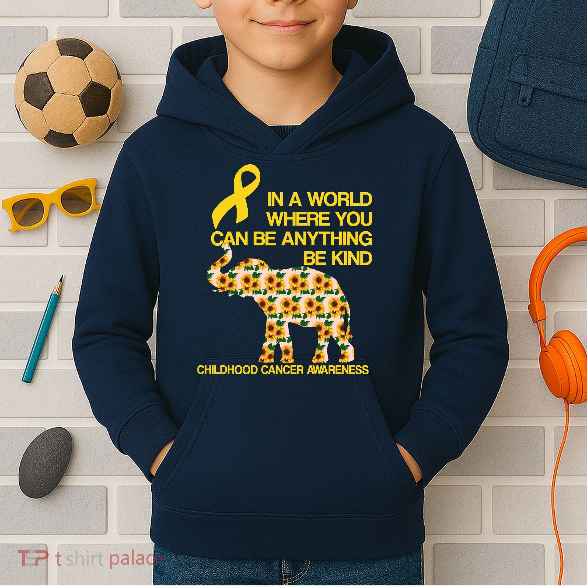 In World Where You Can Be Childhood Cancer Awareness Kids Hoodie