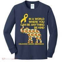 In World Where You Can Be Childhood Cancer Awareness Kids Long Sleeve Shirt thumb 0