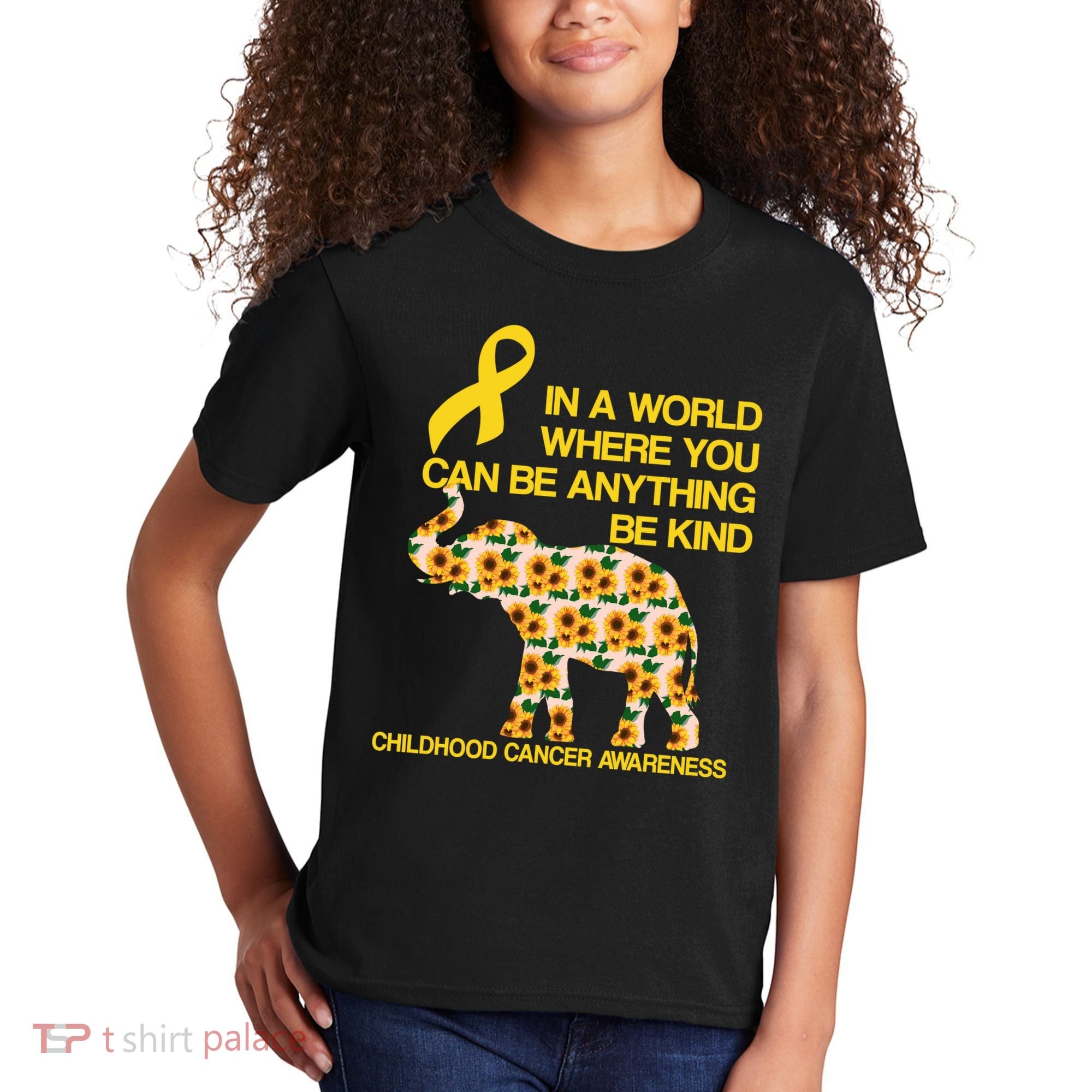 In World Where You Can Be Childhood Cancer Awareness Kids T-Shirt