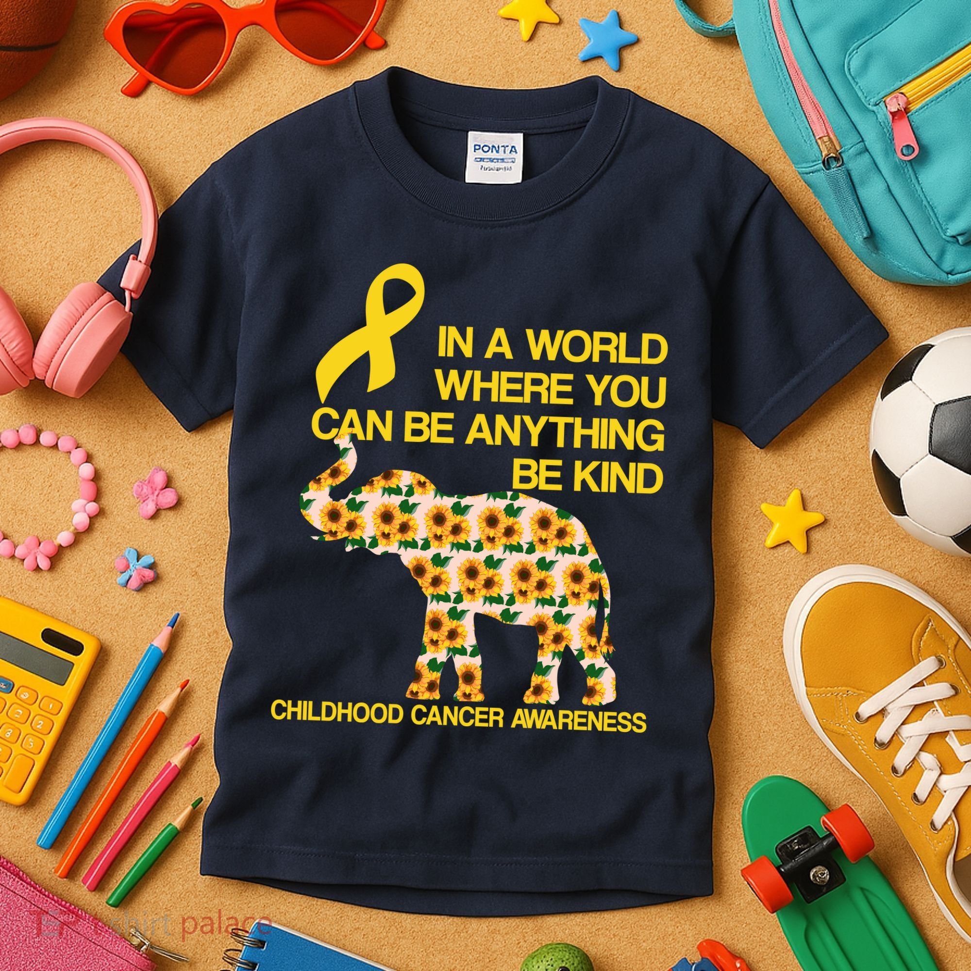 In World Where You Can Be Childhood Cancer Awareness Kids T-Shirt