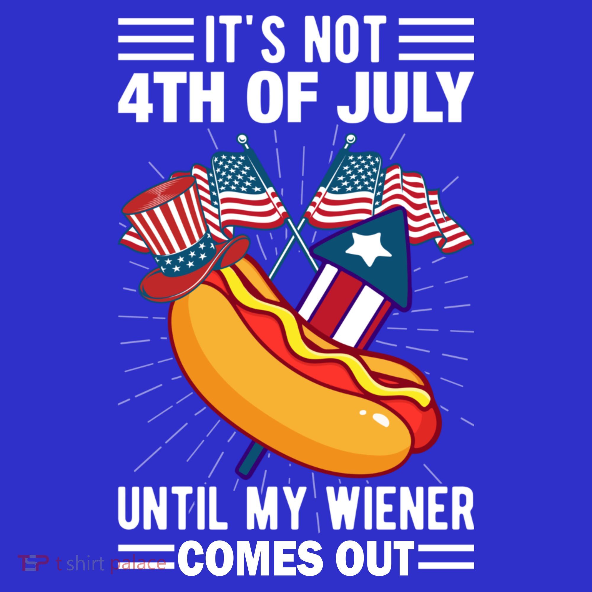 Its Not 4th Of July Until My Wiener Comes Out Funny HotDog T-Shirt