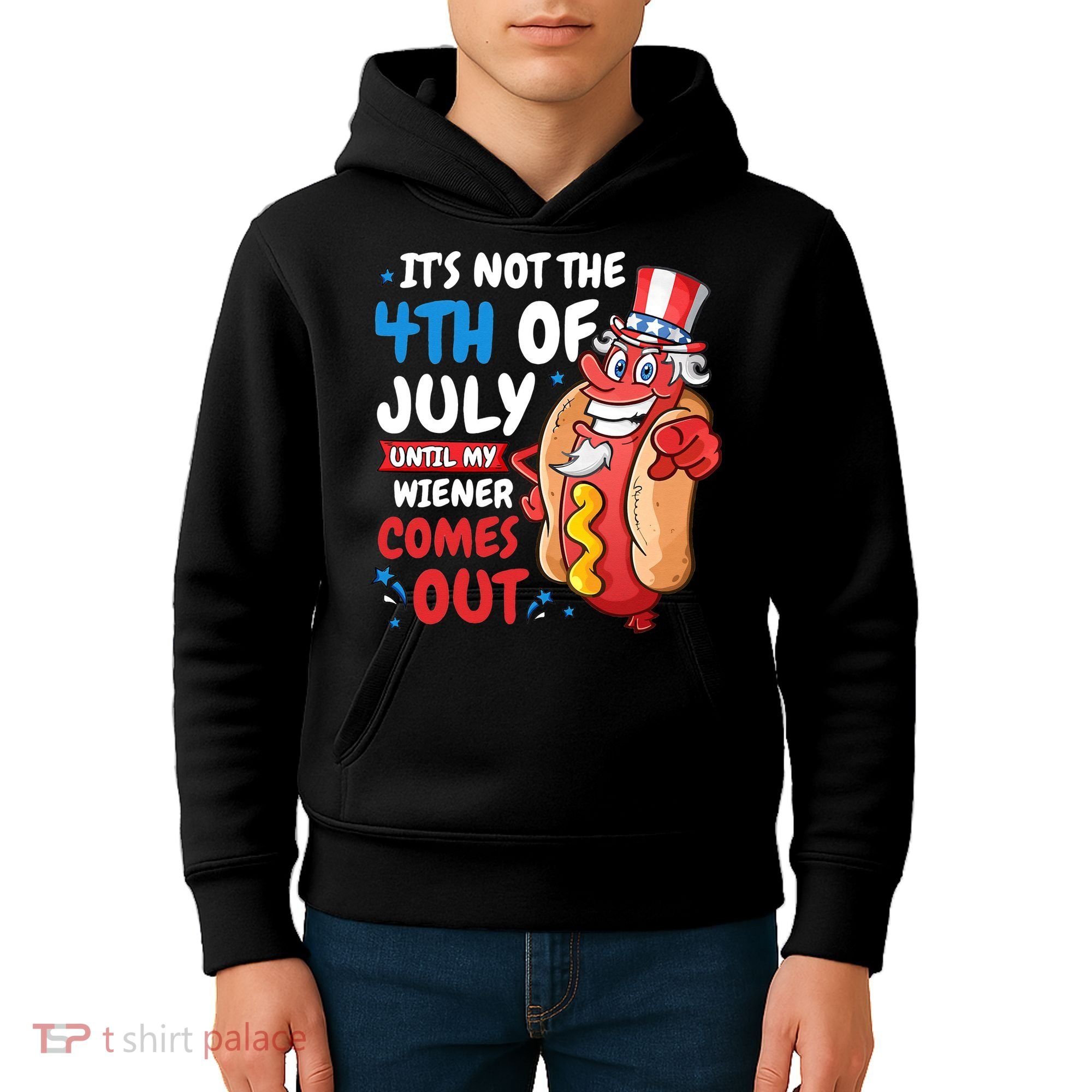 Its not 4th of july until my wiener comes out Kids Hoodie