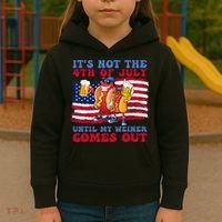 It's Not 4th Of July Until My Weiner Comes Out Funny Party Kids Hoodie thumb 3