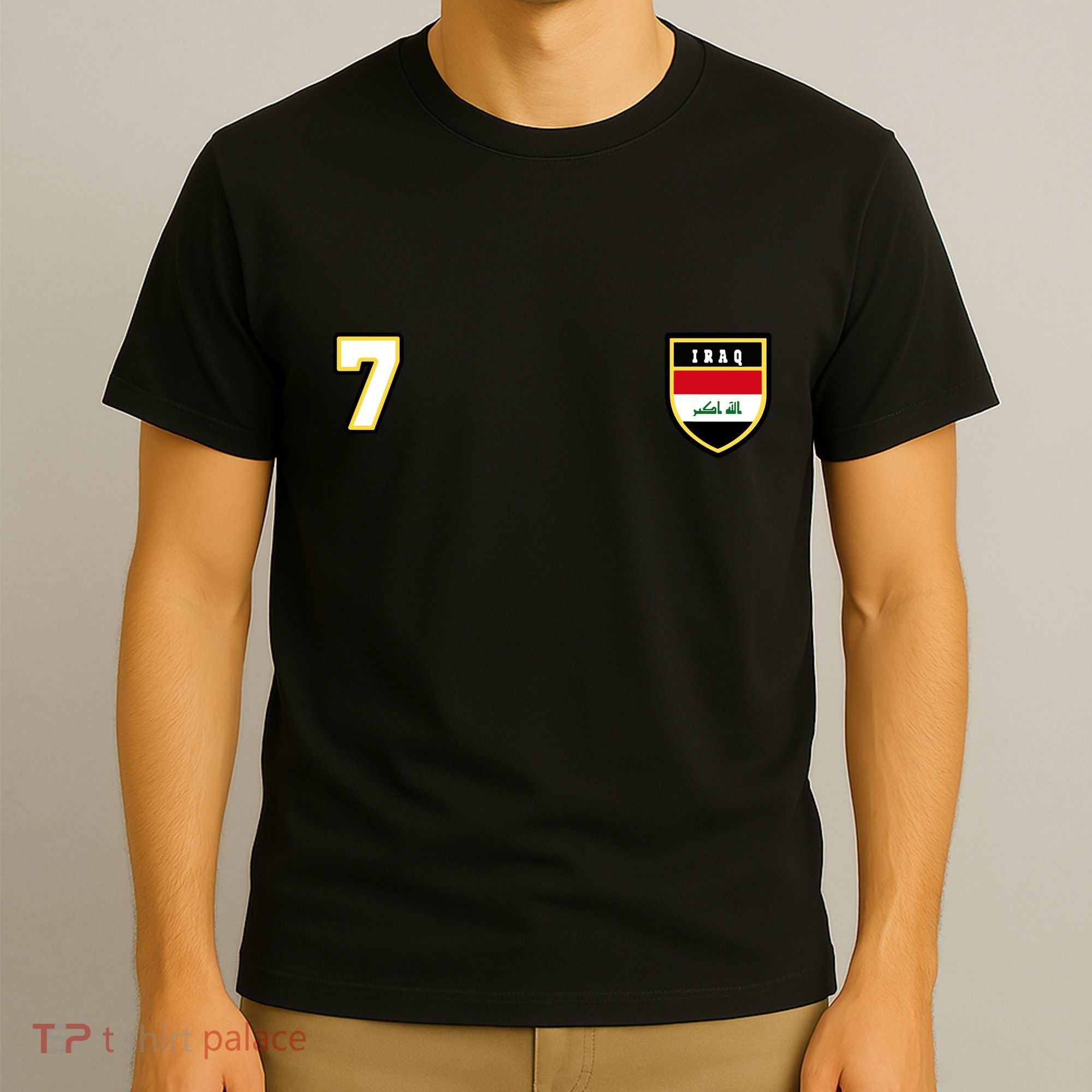 Iraq Number 7 Soccer Flag Football Seven Iraqi T-Shirt