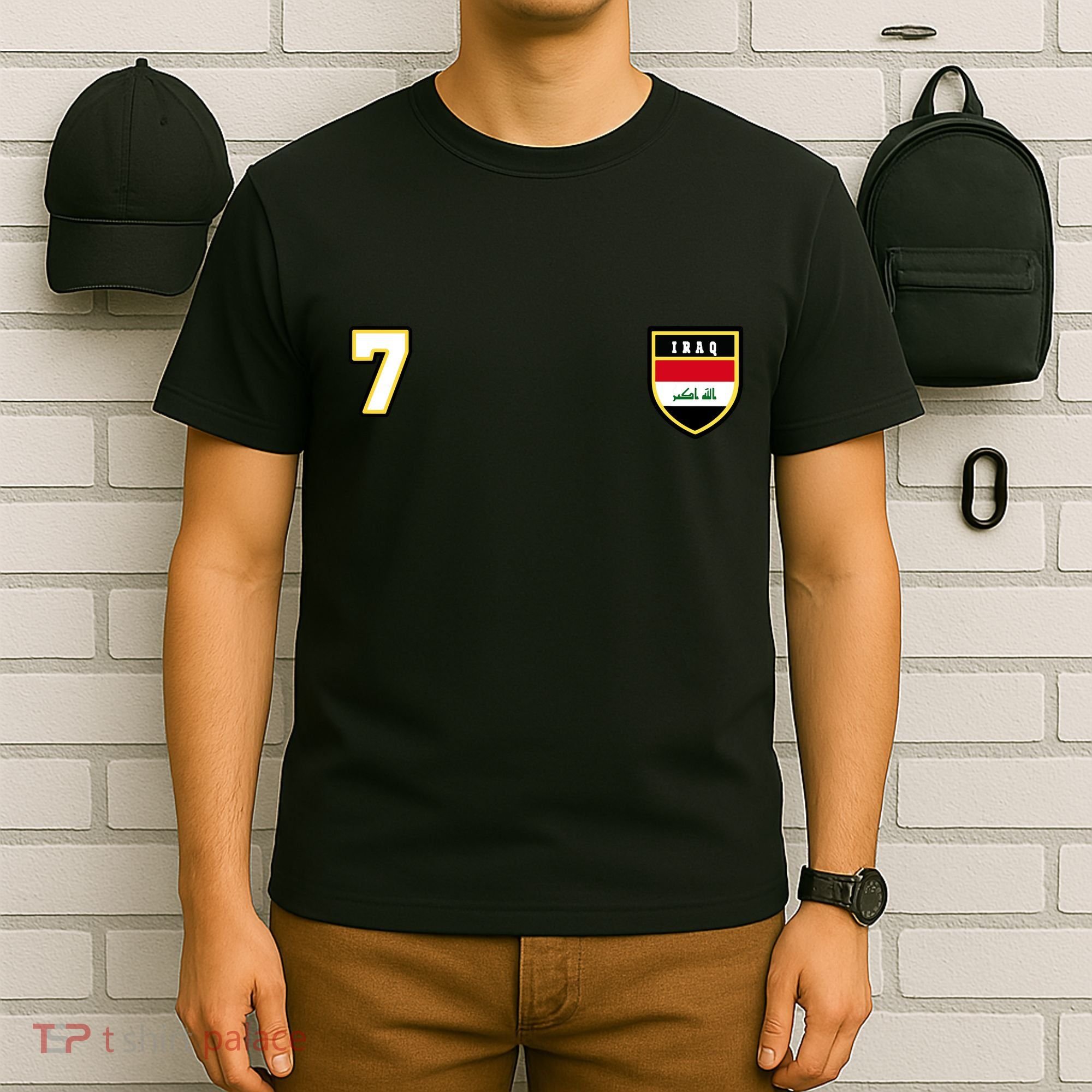 Iraq Number 7 Soccer Flag Football Seven Iraqi T-Shirt