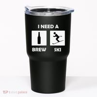 I Need a Brewski Funny Beer Drinking Skier Ski Vacation Tumbler thumb 0