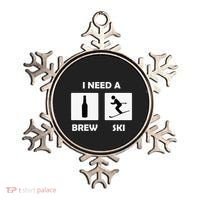 I Need a Brewski Funny Beer Drinking Skier Ski Vacation Ornament thumb 0